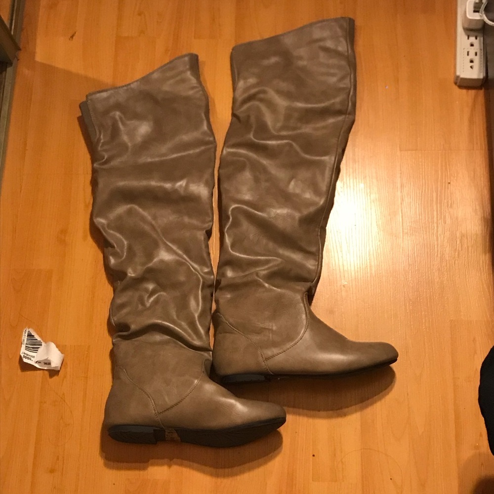 Taupe Over the Knee Thigh High Boots Size 7